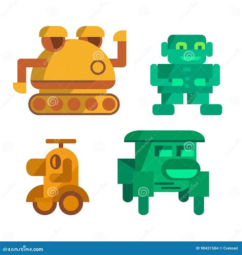 Vector Toy Robots Icons Stock Vector Illustration Of Electric 98431584