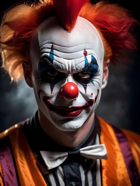 Portrait Dun Clown Effrayant Sur Fond Sombre Halloween Fond Décran