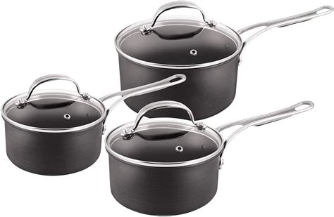 Jamie Oliver By Tefal Hard Anodised Saucepans With Lids Set Of 3