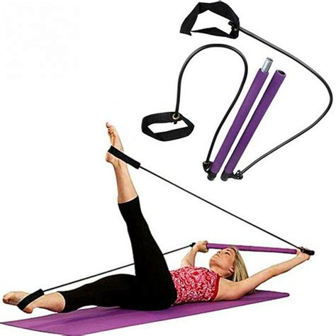 Portable Gym Pilates Bar Kit With Resistance Adjustable Band Exercise