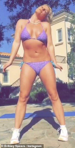 Britney Spears Pops Yoga Poses In Purple Bikini During Outdoors Exercise