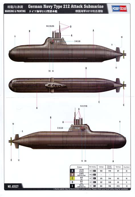 Type 212 is equipped with a water ram expulsion system for torpedo launches. ModelWarships.com - Hobby Boss 1/350 German Navy Type 212 ...