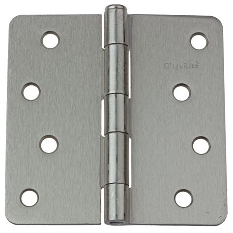 The corner radius is also the standard 5/8 inch and it has a brushed nickel finish. GlideRite 4" Brushed Satin Nickel Door Hinges 1/4" Radius ...
