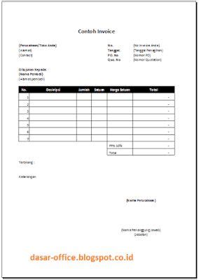 Download Contoh Invoice Doc Dan Excel Sederhana Buku Keuangan Template Surat