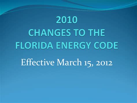 Changes To The Florida Energy Code