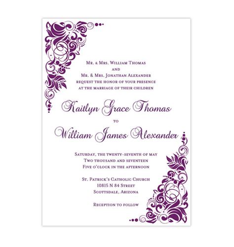 Gianna Wedding Invitation Purple Wedding Template Shop