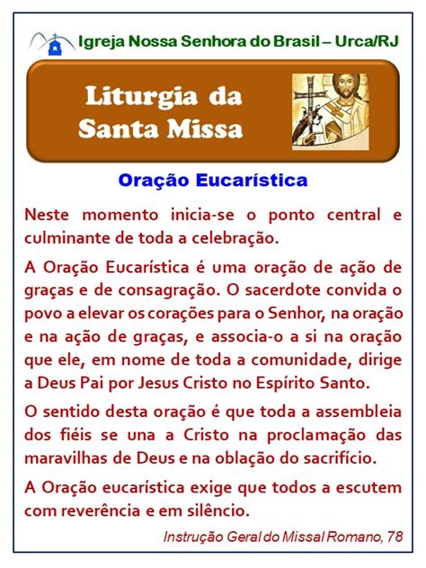 Sementes De Fé Liturgia Da Santa Missa Oração Eucarística