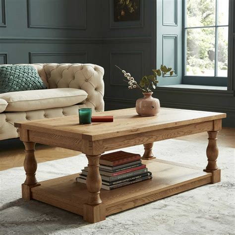 westbury rustic style oak wood rectangular living room coffee table