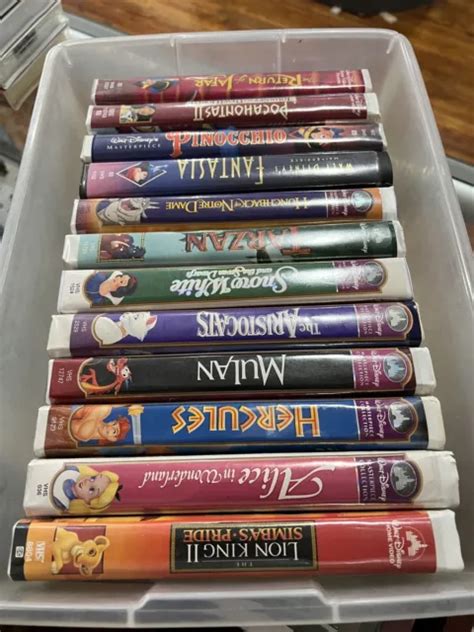 12 DISNEY VHS Lot Oop Rare Lion King Mulan Tarzan Snow White Aladdin