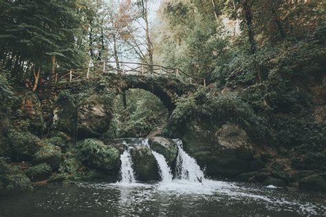 2048x1365 Nature Landscape Waterfall Bridge Trees Forest Water Moss