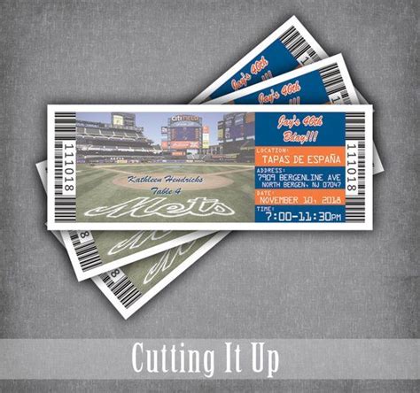 Mets Baseball Ticket Place Cards Ticket New York Guest Name Etsy
