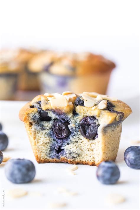 Paleo Blueberry Muffins Made With Almond Flour And Sweetened With