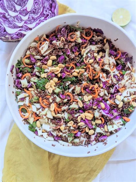 If the main dish was a spicy curry, the best side dish would be plain sliced vegetables (the dish on the bottom left: Thai Quinoa Cabbage Salad (Vegan, Gluten Free, Summer Side ...
