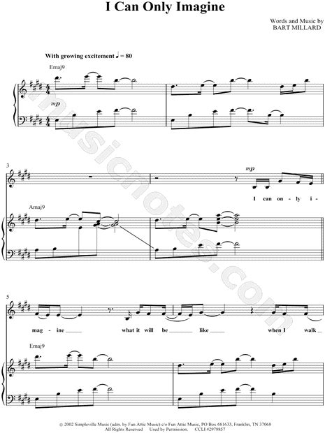 Print And Download I Can Only Imagine Sheet Music By Mercyme Sheet