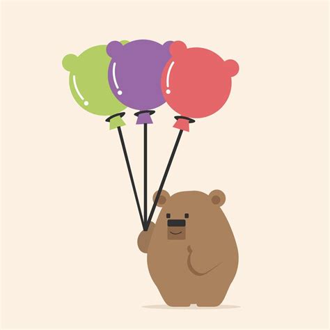 Cute Bear Holding Balloon Cartoon 661148 Vector Art At Vecteezy