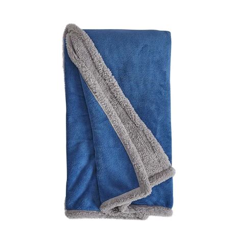 Soft Fleece Blue Sherpa 130cm X 170cm Throw Dunelm Fleece Blue