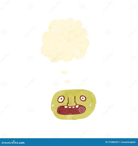 Retro Cartoon Shocked Face With Thought Bubble Stock Vector