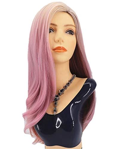 Topwigy Women Pink Ombre Wig 24 Inches Long Straight Synthetic Wig With Side Part For Halloween