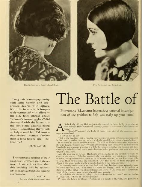 1st page of the article the battle of bobbed hair photoplay magazine 1924 page 32 hair