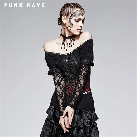 punk rave women halloween christmas gothic two wear t shirt with false waist belt design t shirt