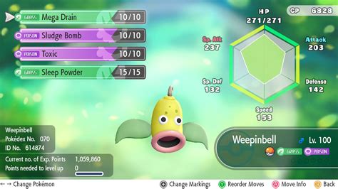 6iv Shiny Weepinbell For Pokemon Lets Go Pikachu And Eevee Pokeservice