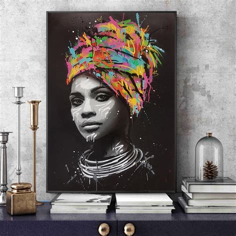 Portrait Of African Woman Canvas Paintings On The Wall Decorative