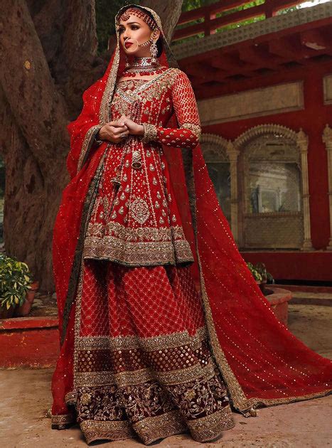 Pakistani Bridal Wedding Dress In Deep Red Color Nameera By Farooq