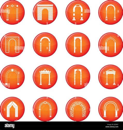 Arch Set Icons Vector Set Of Red Circles Isolated On White Background