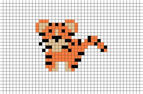 Tiger Pixel Art Grid Perler Cuentas Kandi Visitar Kandipatterns Fuse