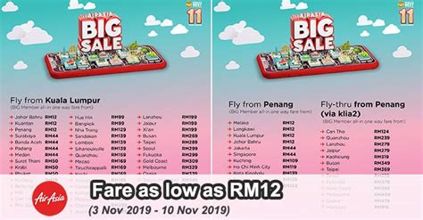 Airasia has announced another sale for big members starting august 5, 2019! AirAsia Big Sale Fare as low as RM12 (3 November 2019 - 10 ...