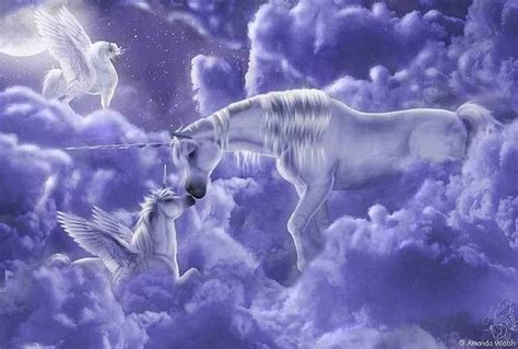 Kirin Baby With A Pegasus And Unicorn Eenhoorn Kunst Eenhoorn Behang