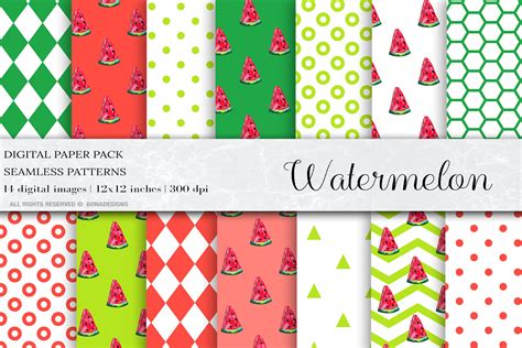 Watermelon Digital Papers Watercolor Watermelon Patterns 424527