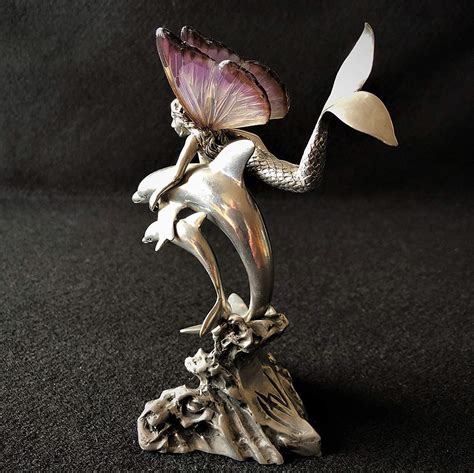 Avalon Pewter Fairy Mermaid With Dolphins Zaxbe