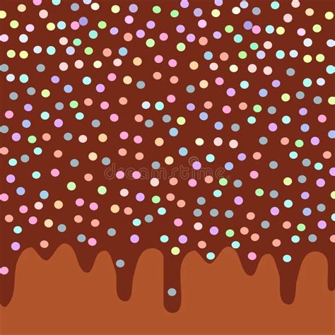 Dripping Melted Chocolate Glaze With Sprinkles Brown Background For
