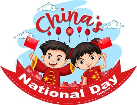 Banner Do Dia Nacional Da China Com Personagem De Desenho Animado