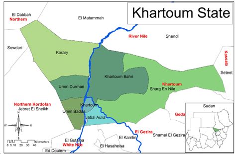 Sudan Political Map With Capital Khartoum National Bo