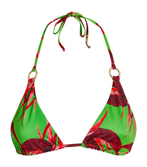 Louisa Ballou Green Floral O Ring Bikini Top Harrods Uk