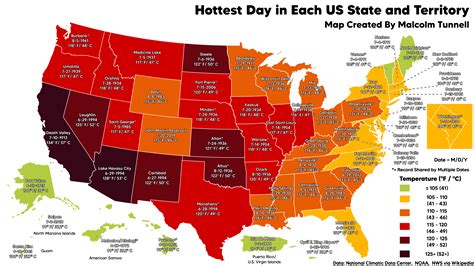 Oc The Hottest Day In Each Us State And Territory