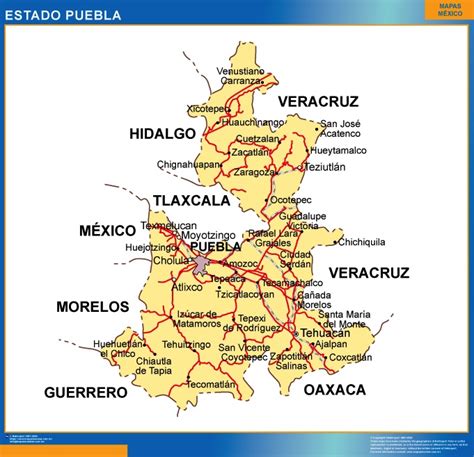 Mapa Estado Puebla Mapas Para México Usa Y Canada De Pared Murales