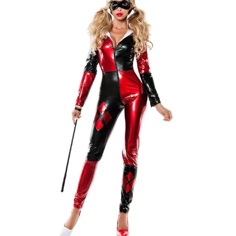 Plus Size S Xxl Sexy Harley Quinn Clowns And Circus Costume Adult Latex