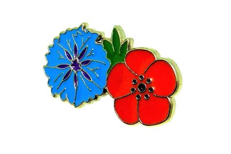 1914 Allies 1918 Lapel Pin National Symbols The Poppy And Le Bleuet