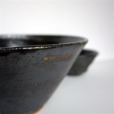 Set Of Two Black Pottery Bowls Black Ceramic Bowl Black Etsy