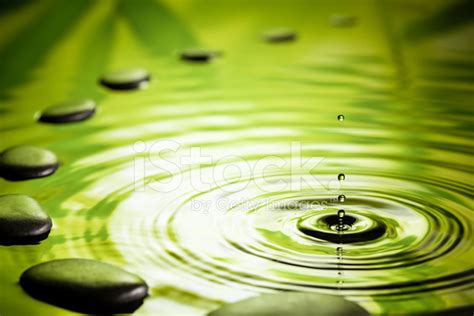 Zen Stones Water Ripple Green Zen Like Hot Stock Photos
