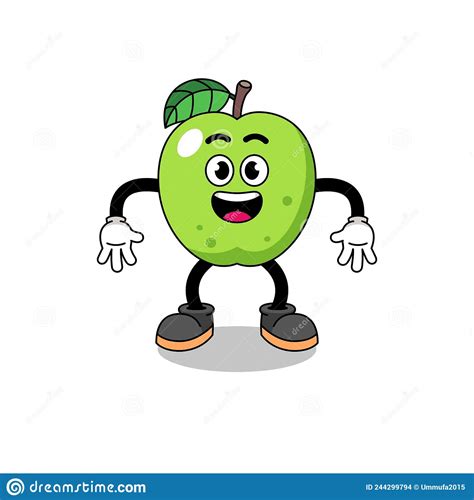 Green Apple Cartoon With Surprised Gesture Stock Vector Illustration