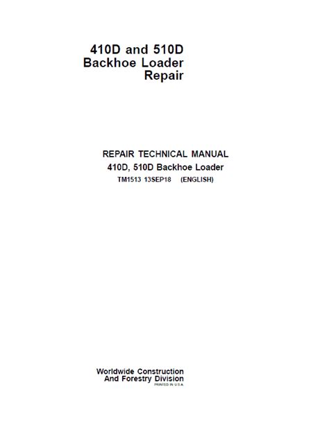 John Deere 410d 510d Backhoe Loader Repair Service Manual