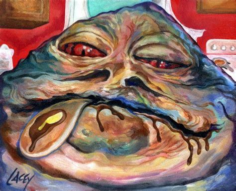 Jabba The Hutt Eating Pancakes Painting By Dan Lacey Painting Large Canvas Prints Portrait