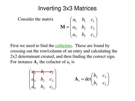 Matrix, the one with numbers, arranged with rows and columns, is extremely useful in most scientific fields. PPT - Inverting 3x3 Matrices PowerPoint Presentation, free ...