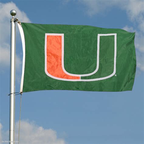 University Of Miami Embroidered And Appliqued Nylon Flag 848267035485