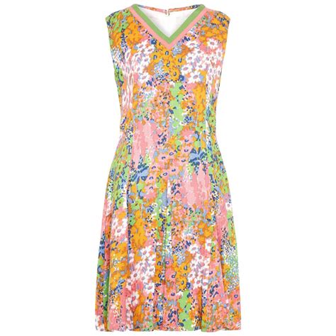 1960s floral print linen dress with grossgrain trim for sale at 1stdibs floral linen dress