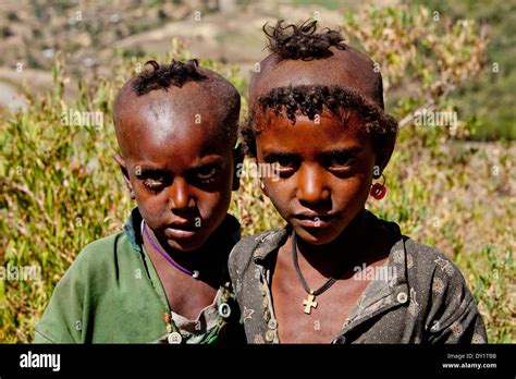 Young African Ethiopian Children Religious Haircut Stock Photo Alamy